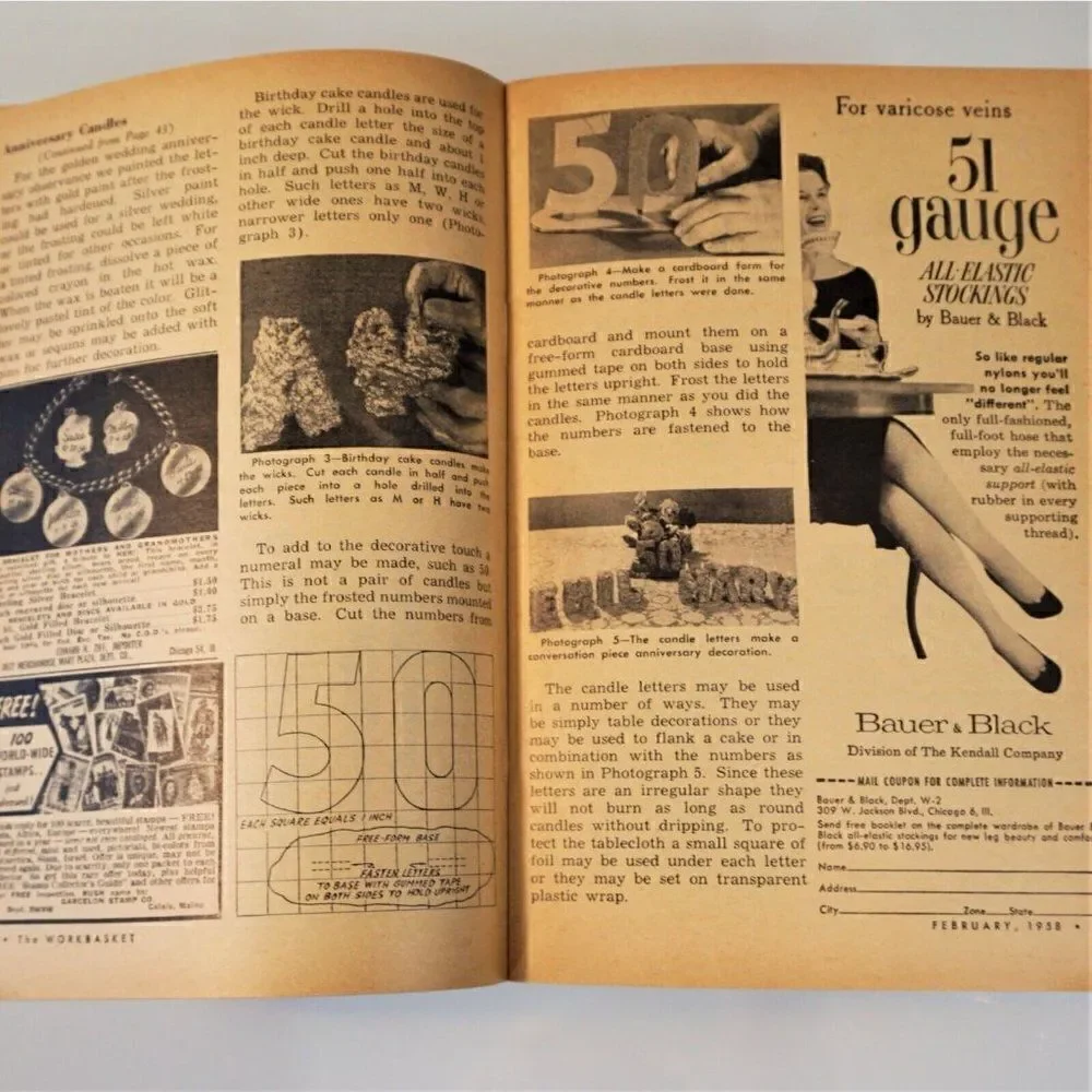 2 Issues The Workbasket Magazine 1958 Vintage Publication Home and Needlecraft